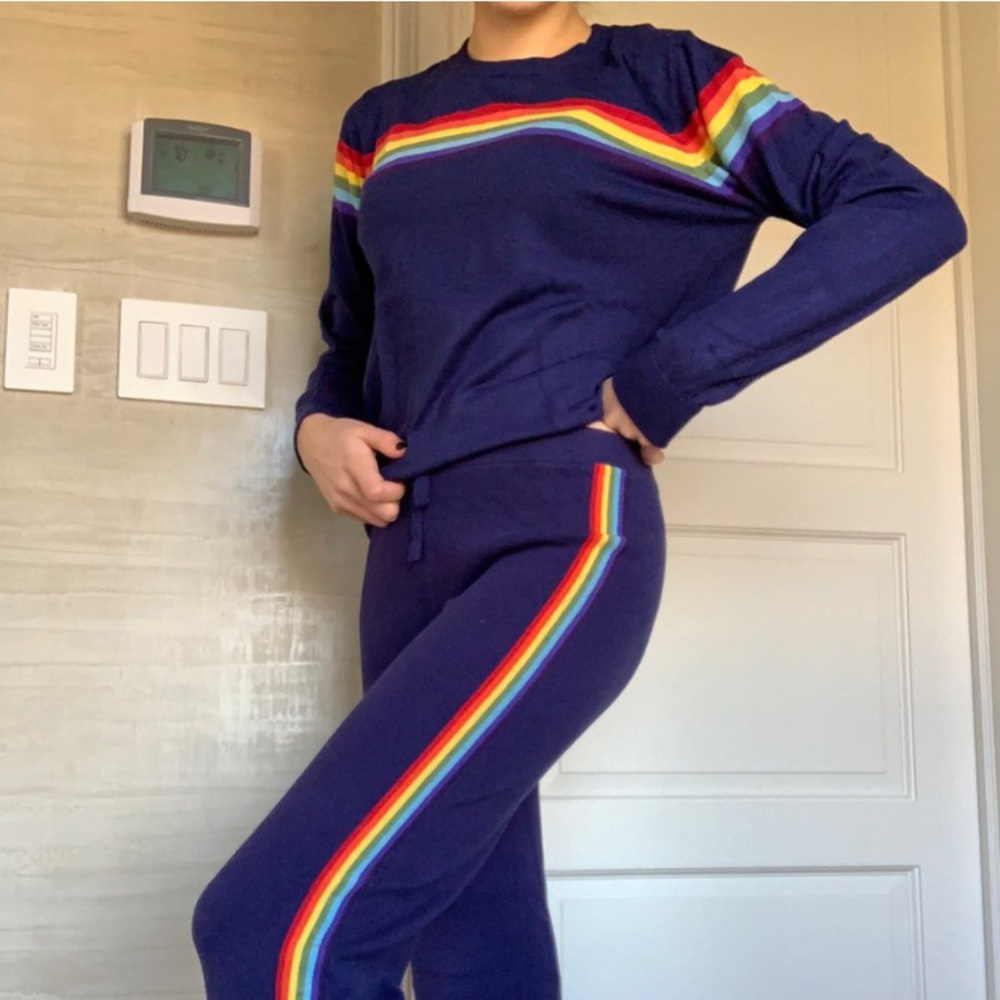 Aqua Rainbow Stripe tracksuit